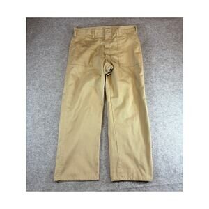 VINTAGE 90s Utility Pants Mens 36x27 Khaki Twill Relaxed Straight Leg Workwear